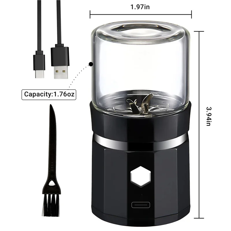 TKOH-4X เครื่องบดไฟฟ้าขนาดเล็กแบบพกพาเครื่องบดวานิลลา USB ชาร์จโรงสีพร้อมแปรงทําความสะอาดสําหรับชาโรสแมรี่