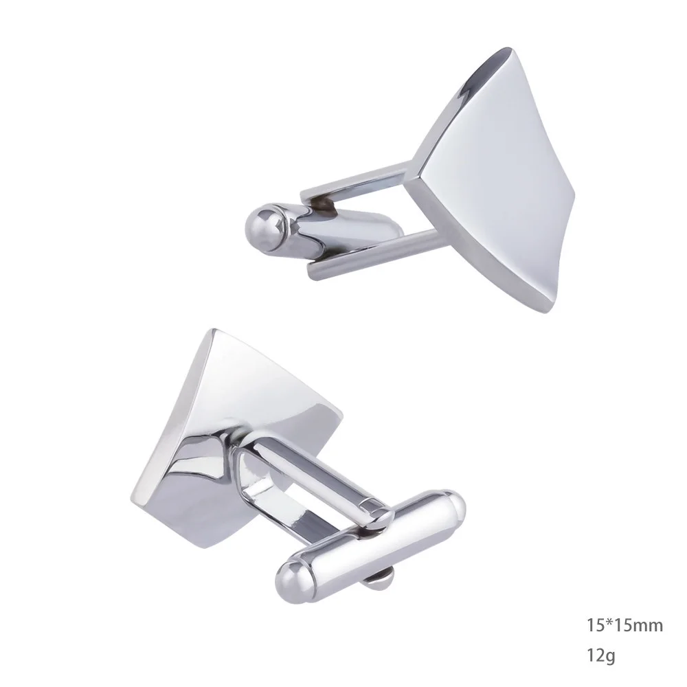 Boutique Diamant Silver Släta Släta Metall Koppar Manschettknappar För Affärsmän Franska Skjortmanschettknappar_voghion.com