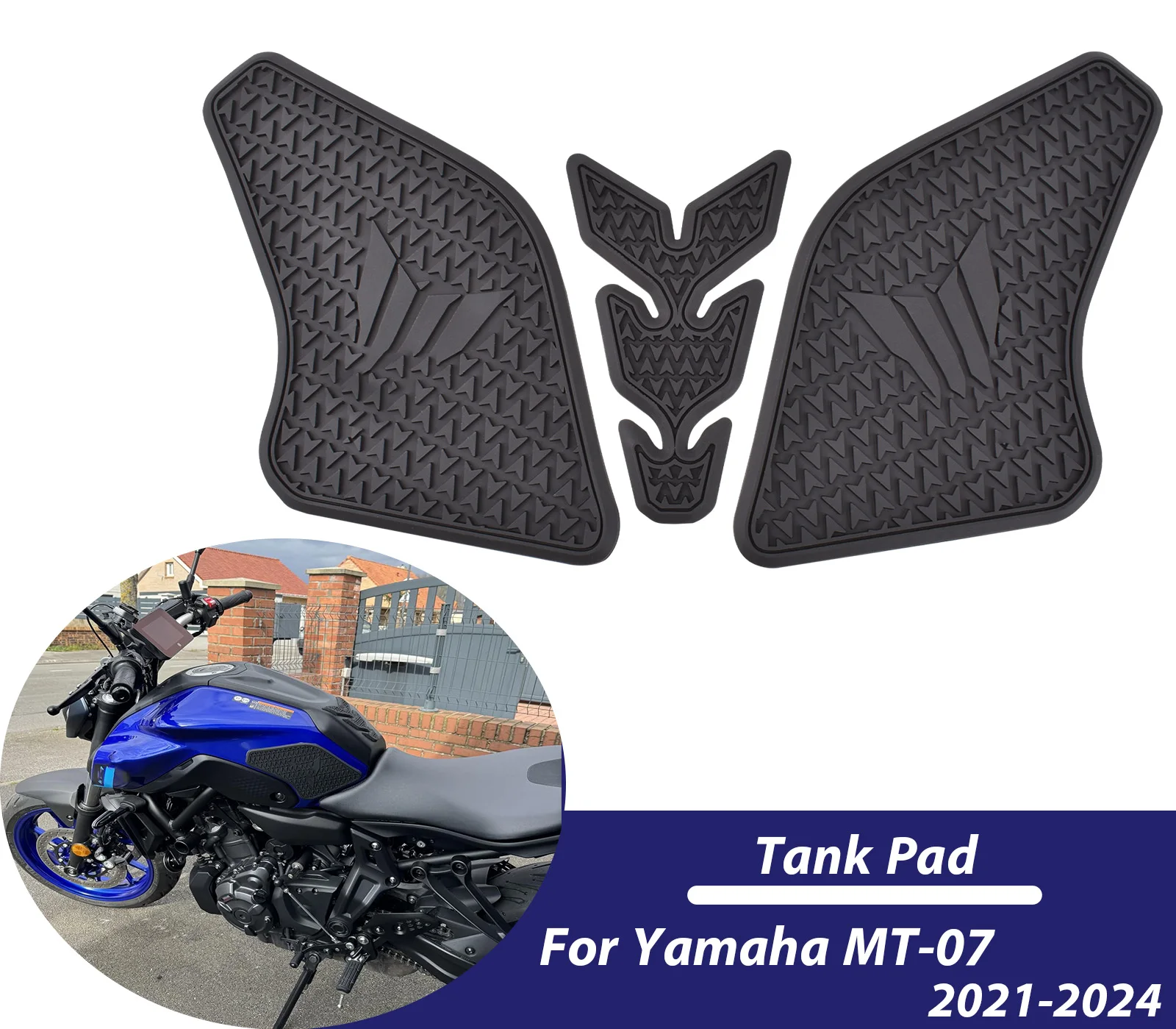 

For Yamaha MT-07 2021-2024 MT07 Motorcycle Side Fuel Tank pad Protector Stickers Decal Gas Knee Grip Traction Pad Accessories