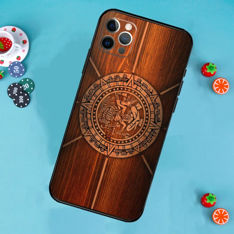 Mayan Calendar Wood Pattern Case For iPhone 15 Pro 11 14 Pro Max 12 13 Mini 7 8 Plus XS X XR SE 2022 2020 Back Cover