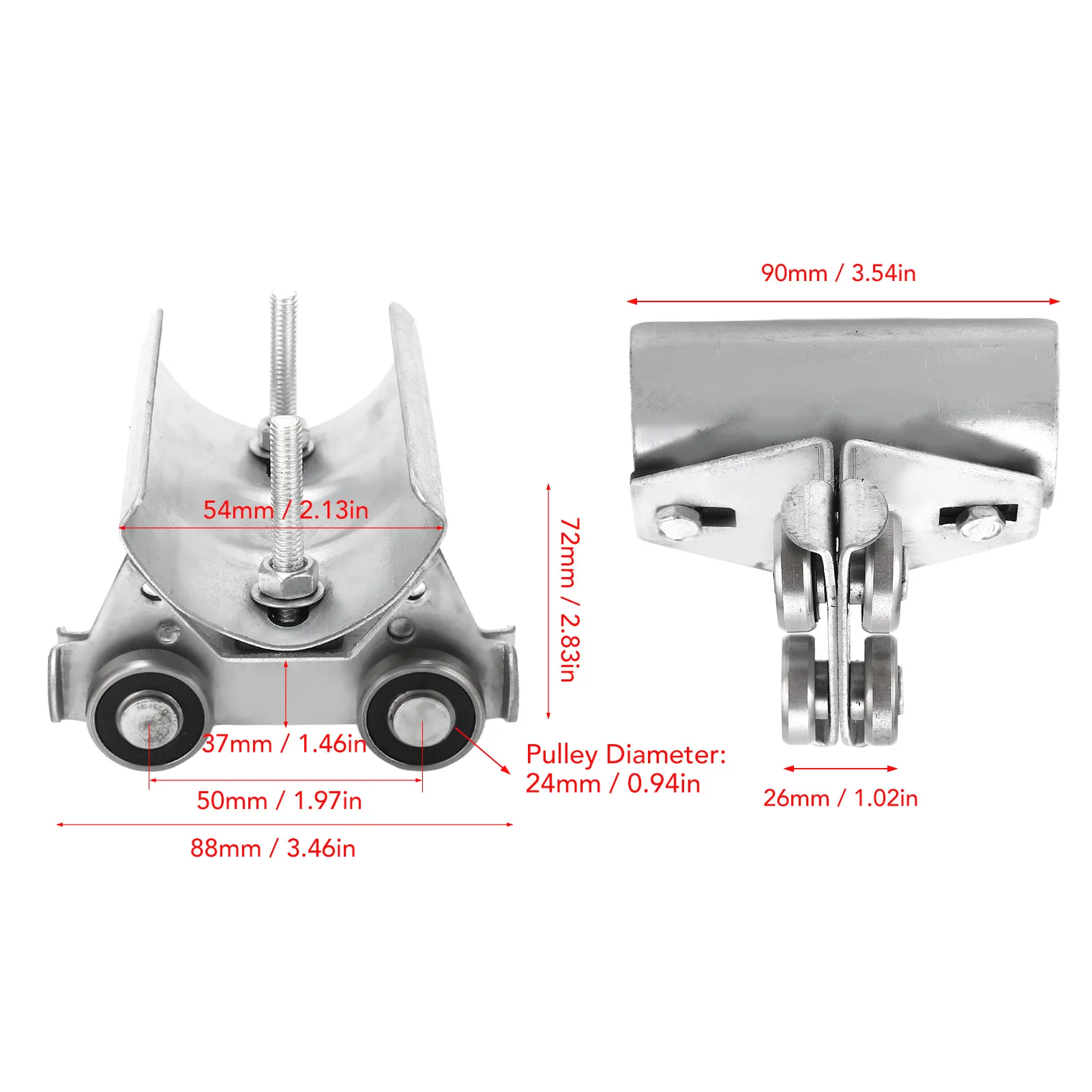 Poulie à Roulettes en Acier Inoxydable de 24mm de Diamètre, 1 Pièce
