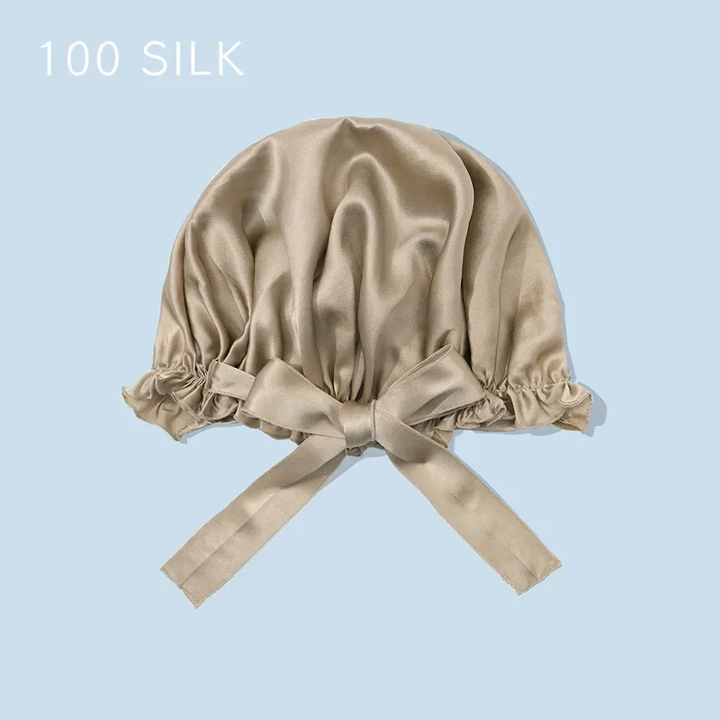 100% Mulberry Silk Night Cap Pure Silk Hair Bonnet For Sleep Elastic Silk Cap Luxury Natural Turban For Hair Sleeping Gift