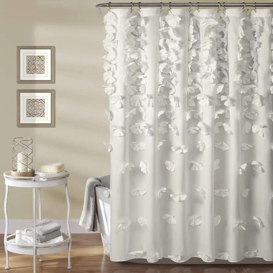 

Shower Curtain, 72 W x 72 L, White Bathroom Curtain Coquette Decor Bow Shower Curtains Cottage Core Fabric Shower Curtains