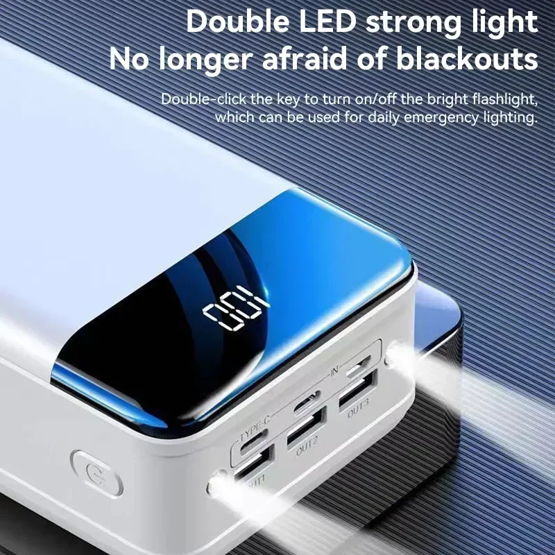 2023New 200000mAh Power Bank Portable Fast Charging PowerBank 3 USB PoverBank External Battery Charger For Mobile Phones Tablet