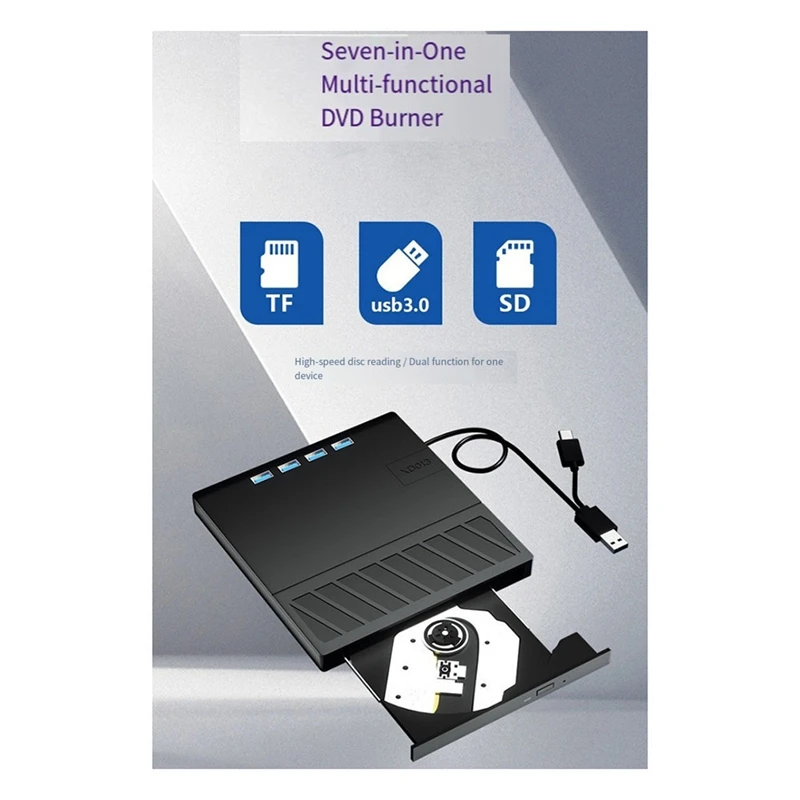 External Blu Ray Drive USB 3.0 Portable BluRay DVD/CD/BD/VCD Burner Player 3D Optical Bluray Drive for Win IOS-ABFT