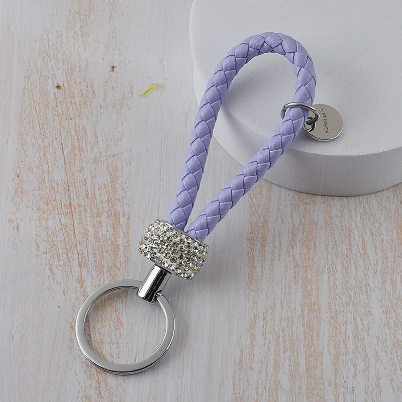 10pcs/set Leather Braided Woven Rope Keychain DIY Bag Pendant Key Chain Holder Car Keyring Simple Multiuse Key Holder Gifts