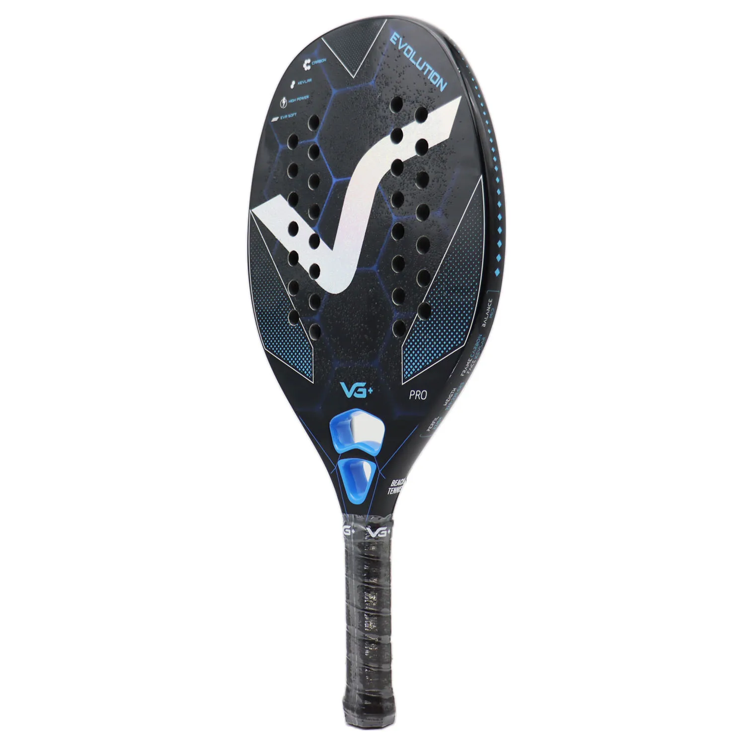 Beach Tennis Racket with Cover Bag Kevlar/12K Carbon with Shiny 3D Surface Non-slip Grip Handle for Beach Sports and Practie