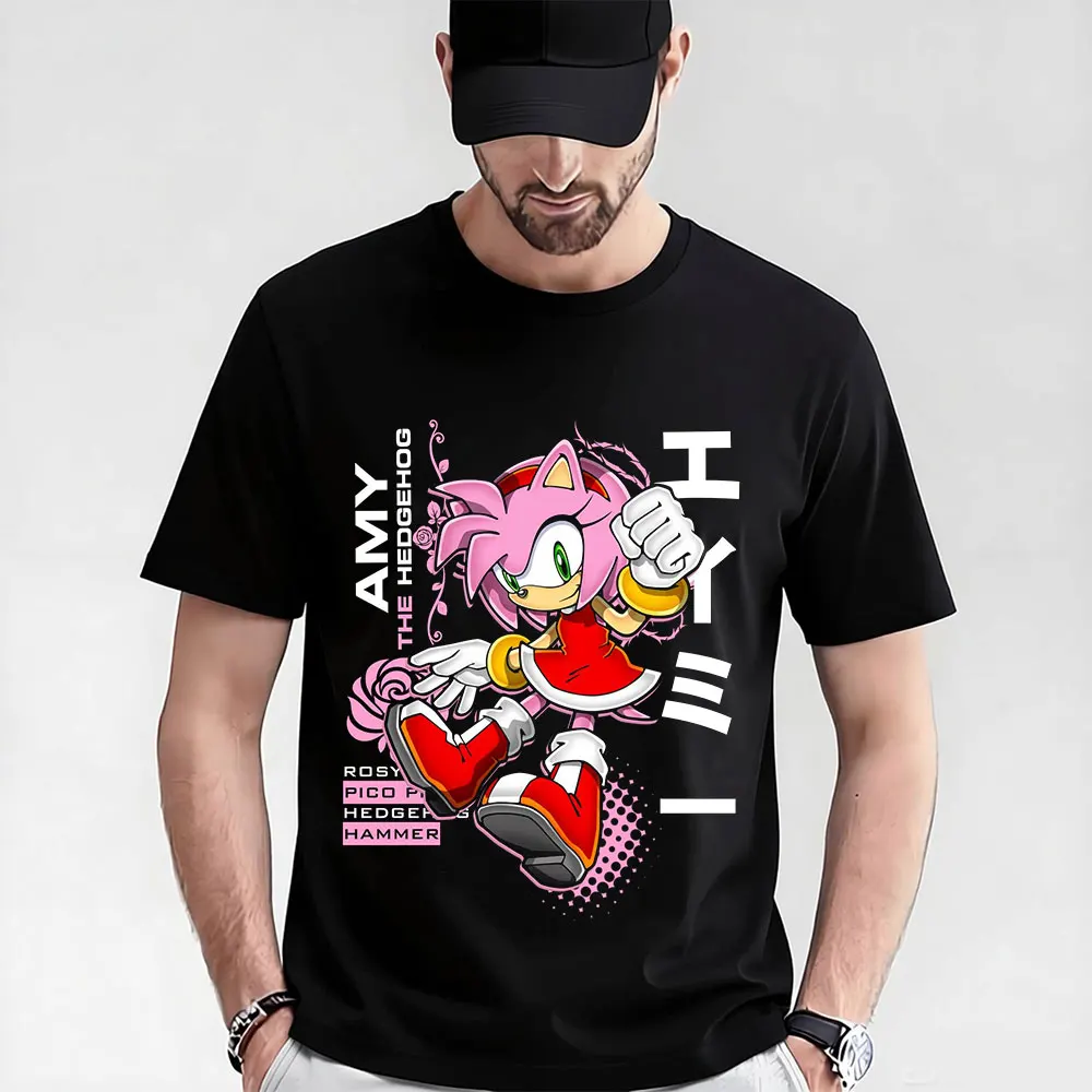 

Amy Rose 0319 Shadow the Hedgehog Sonic Gift t shirt for Anime lover Cartoon Graphic Tee Y2K clothes All size Tops S-6XL