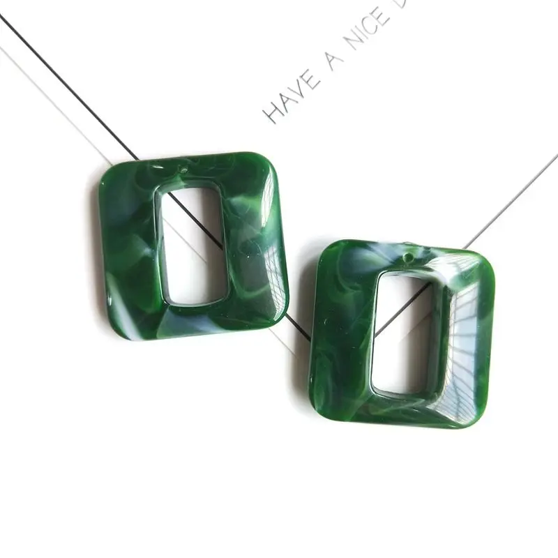 PURPLEGRAPE Fashion Vintage Acrylic Geometric Square Marble Pendant DIY Handmade Earrings Accessories Jewelry 6 Pack