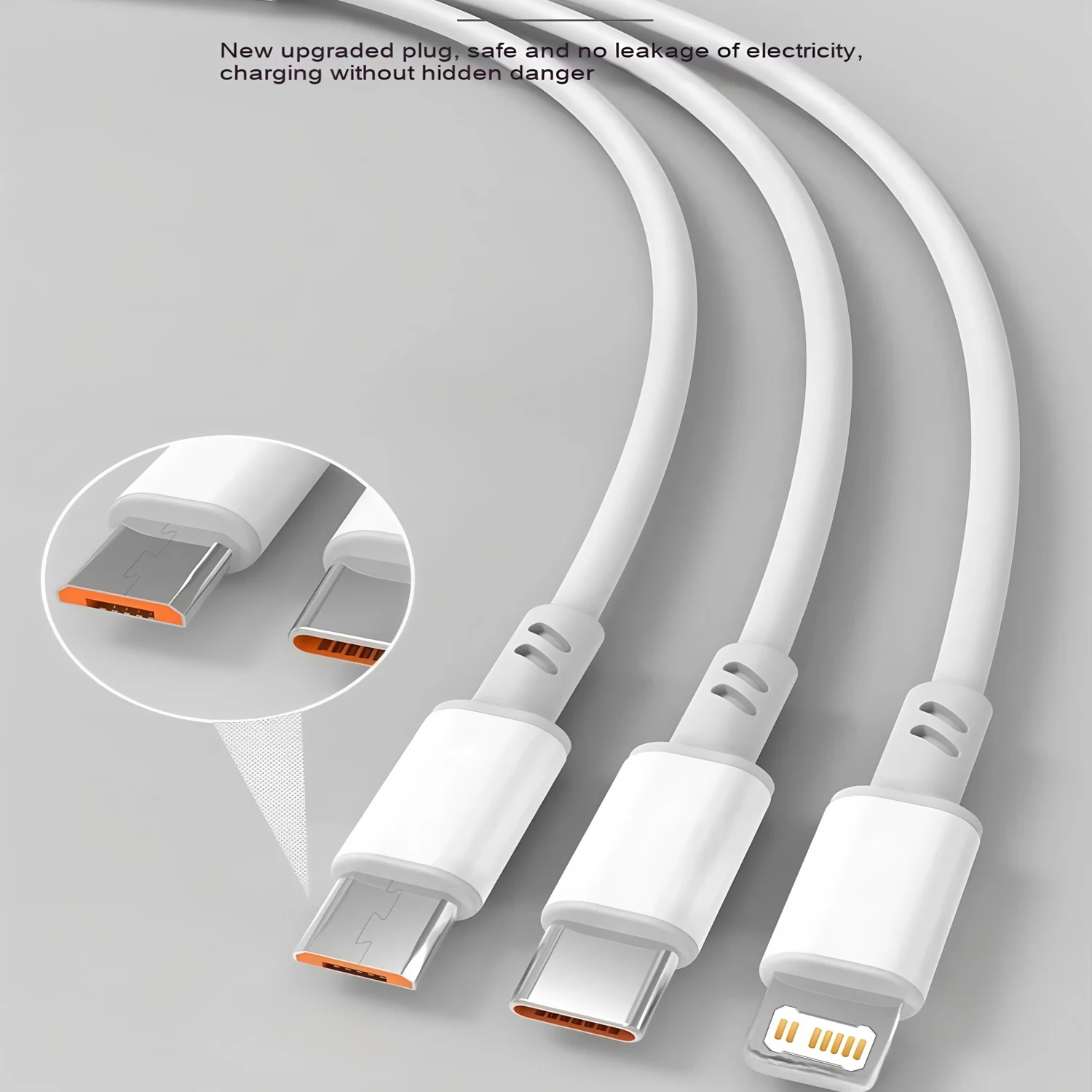 3 in 1 USB Charge Cable 6A 120W for Huawei/Honor Portable Micro USB TypeC Cable Charging Cable For iPhone 14 Samsung