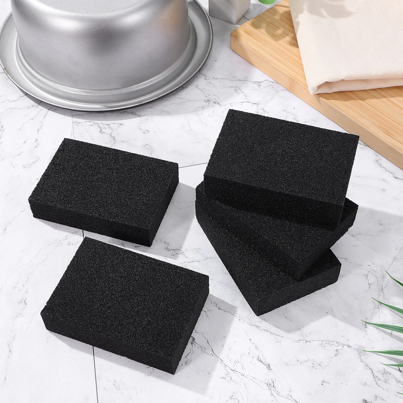 

5pcs Cleaning Sponge Scrubber High Density Emery Reusable Kitchen Sponge For Pots Pans Stove Rust Descaling Dish Washing Pad