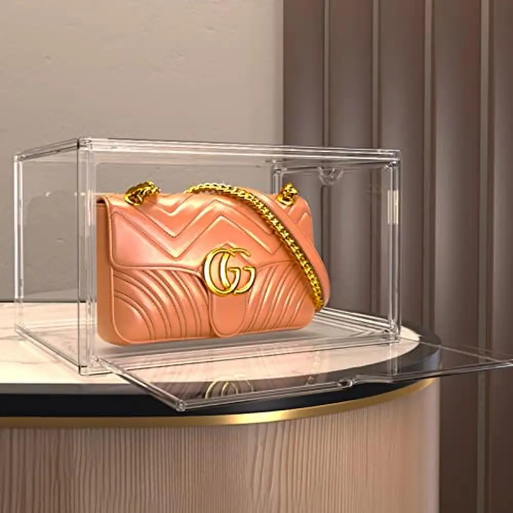 Stackable Clear Acrylic Shoe Box Organizer Double Door Storage Container 9 Pack Magnetic Display Box Sneakers & Handbags