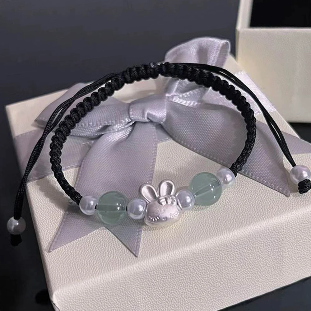 Chinese Style Simple Rabbit Bracelet For Women Handmade Braided Rope Bead Bracelets Fashion Jewelry Party Gifts Adjustable Size