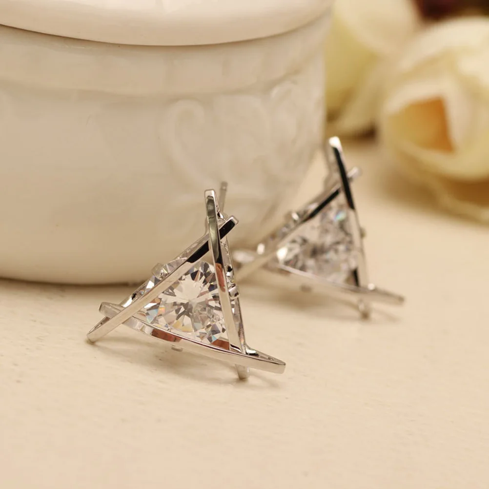 

Women Copper Earrings Square Zircon Silver Color Creative Trendy Charming Festival Gift Birthday Valentine’S Day Mother’S