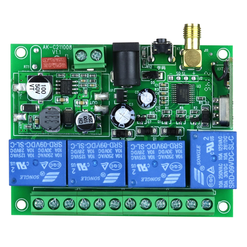 4CH 433MHz AC100-240V bezprzewodowy pilot LED włącznik światła wyjście przekaźnikowe Radio wodoodporny nadajnik-odbiornik dalekiego zasięgu