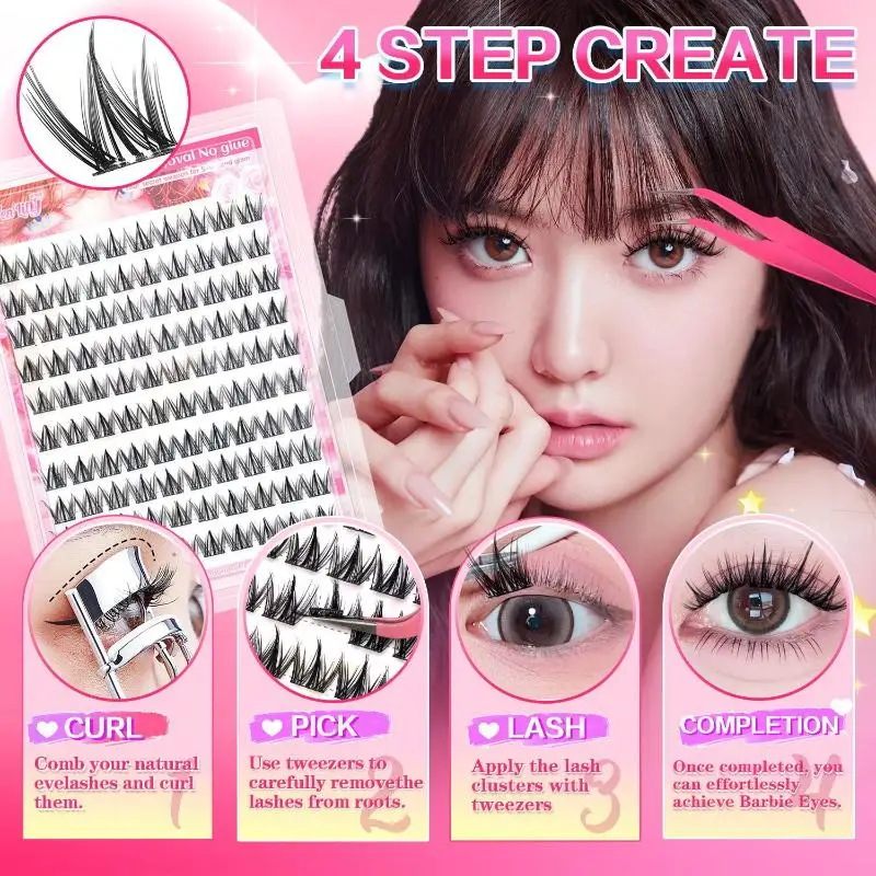 1 Set No Glue Needed C-Curl Self-Adhesive Eyelashes Japanese Korean Beauty Series For Everyday &Special Events Beginner Friendly