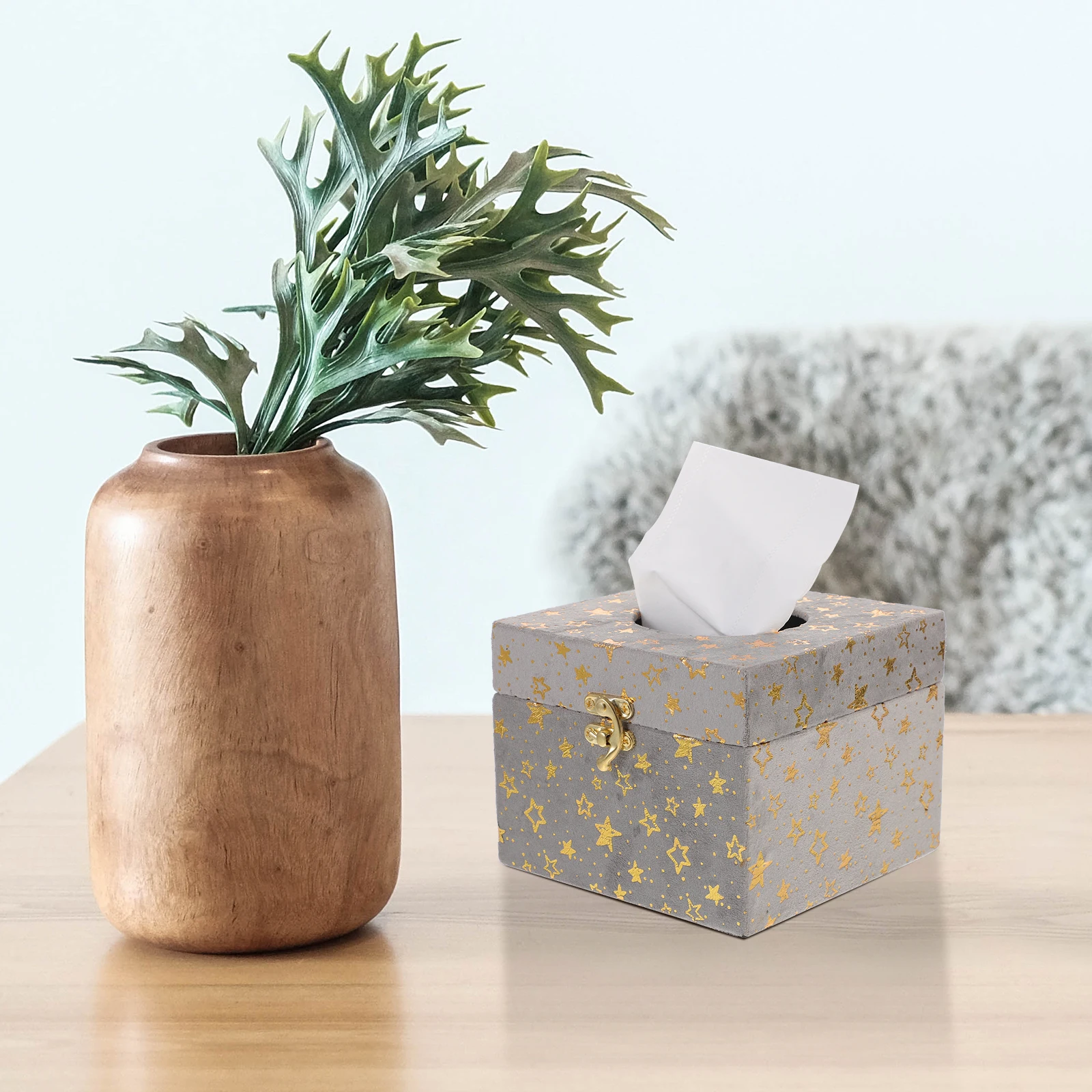 

Luxury Square Box 4242A 02 Grey Large Capacity Paper Towel Storage ganizer Wood Holder Paper Towel Storage