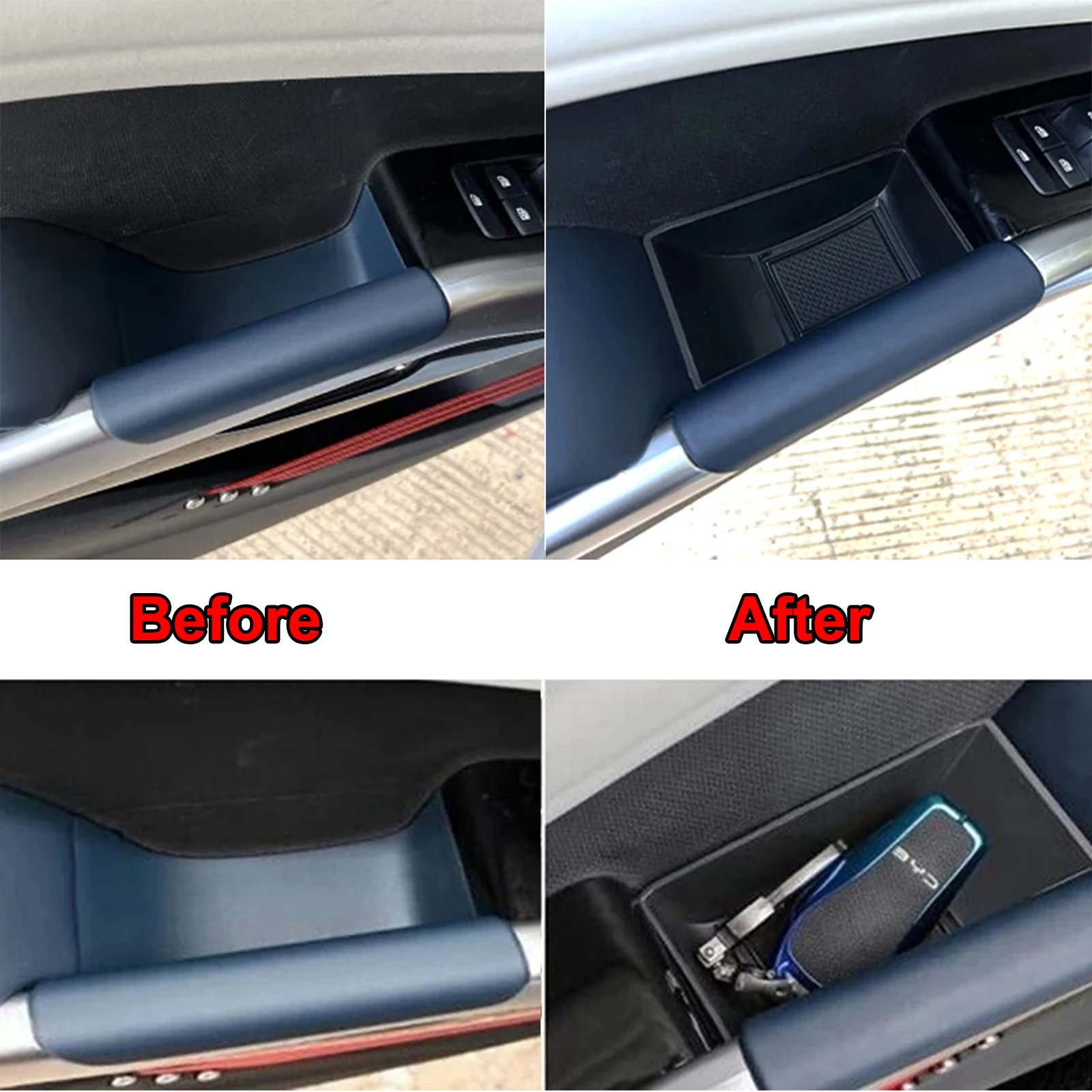 For BYD Atto 3 Yuan Plus 2022 2023 2024 Car Interior Front Rear Door Side Handle Catch Storage Box Cover Replacement Accessories