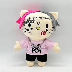 Плюшевая кукла «Hello Kitty в роли Lil Peep», плюшевые игрушки, милые детские рождественские подарки для мальчиков и девочек