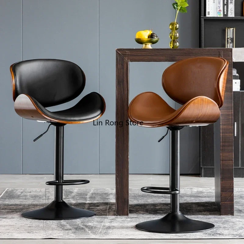 

Leather Adjustable Bar Chairs Swivel Designer Computer Bar Chairs Office high luxury kitchen stools cadeira Modern Furniture HY