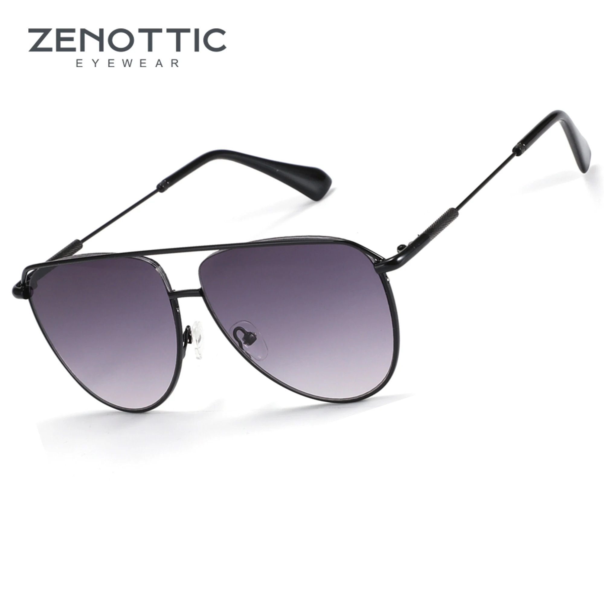 ZENOTTIC Trend Pilot Gafas de sol Moda para mujer Doble puente Metal UV400 Gafas de sol con gradiente Gafas de sol para mujer al aire libre