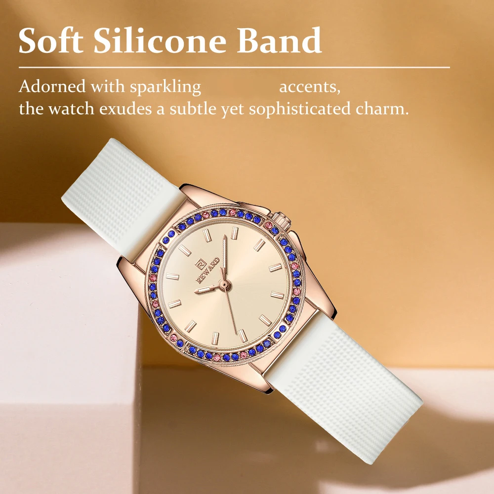 2025 جديد مكافأة ساعة كوارتز نسائية حزام سيليكون موضة فاخرة المرأة بسيطة ارتفع الذهب ساعة من الفولاذ المقاوم للصدأ #6