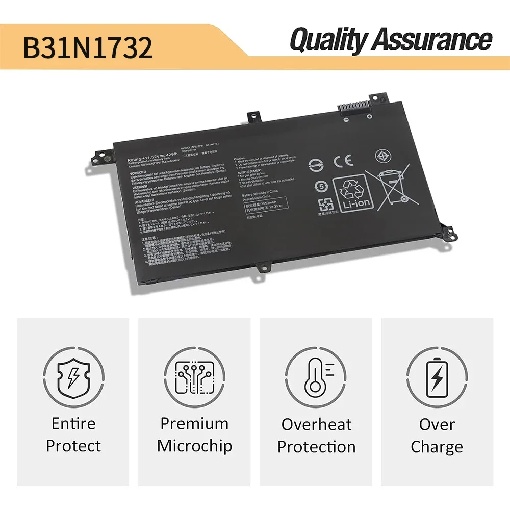 42Wh B31N1732 Laptop Battery Replacement for ASUS VivoBook B31N1732 S14 S430FA S430FN S430UA S430UN X430FA X430FN X430UF X430UN