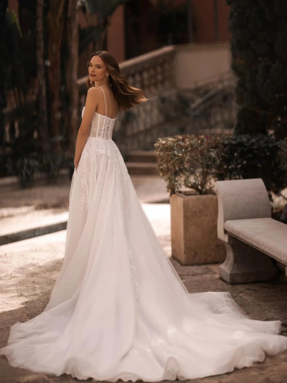 Robe de mariée trapèze à paillettes et perles, Corset élégant sans manches, charmante fête de mariée, journée spéciale, fermeture éclair au dos personnalisée