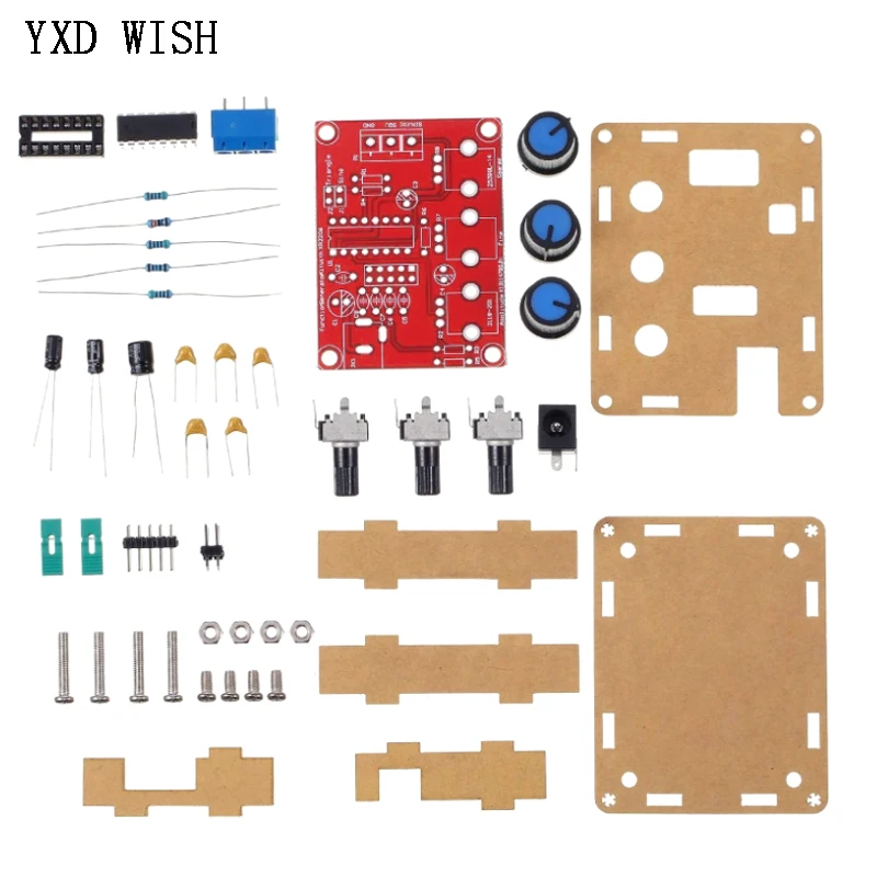 Function Signal Generator DIY Kit Sine/Triangle/Square Output 1Hz-1MHz Signal Generator Adjustable Frequency Amplitude XR2206