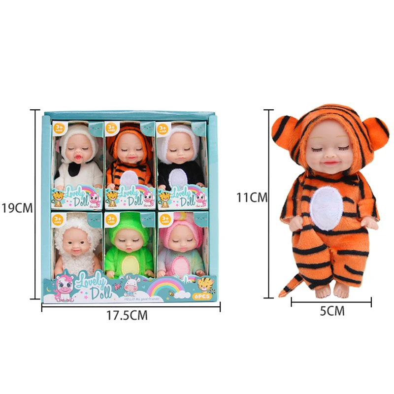 6Pcs/Set Reborn Realistic Baby Doll Kit Toys Kawaii Simulation Mini Cute Sleeping Babies With Clothes Dolls Birthdays Gift Kids