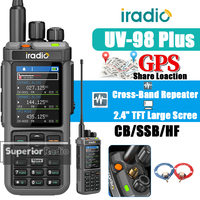 Iradio UV-98 Plus GPS Walkie Talkie APRS 10W Cross Band Repeater USB LSB CW CB SW MW LW HF Triple-Band Monitor Ham Radio RT 880G