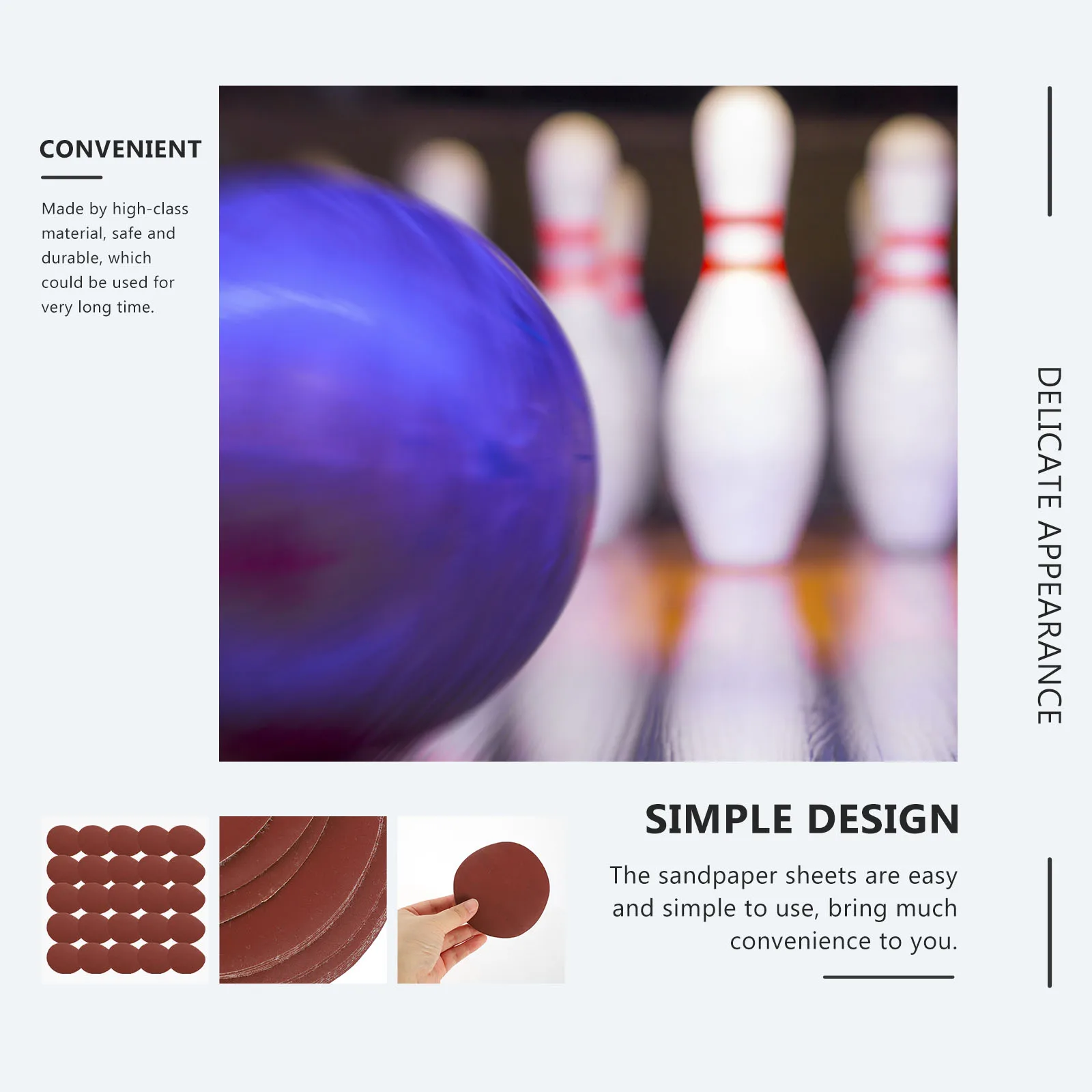 

100 Sheets Sandpaper Bowling Polishing Mat Round Sheets Bowling Accessories Cleaner Sandpaper Polishing Piece Multipurpose