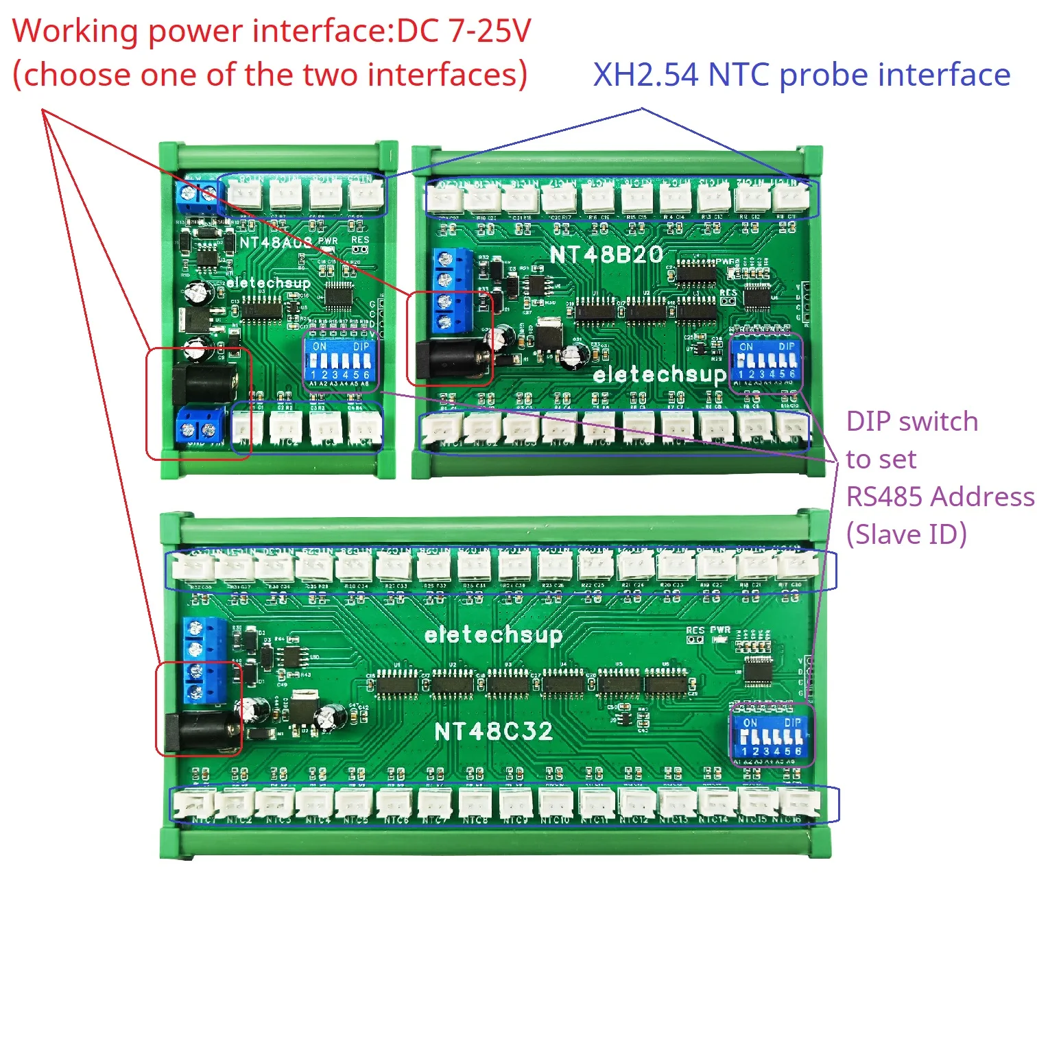 DC 7-24V 8-32CH NTC Thermal Resistor Collector RS485 UART Multi-channel Temperature Sensor Analog Remote IO