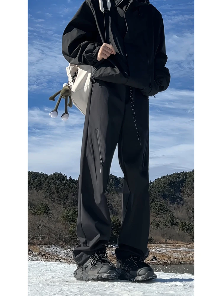 

Мужские зимние водонепроницаемые рабочие брюки на подкладке, брюки-карго, брюки с манжетами для морозостойких лыж -40 Deee Celsjusza...