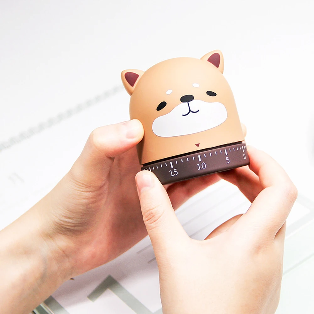 Mechanical Kitchen Timer with Cartoon Animal Pattern, Cooking Alarm Clock, Student Learn Self-discipline Remind Timer