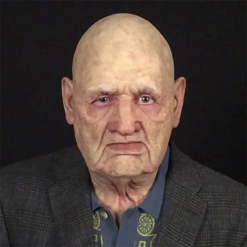 

2025 Halloween Bald Old Man Hooded Character Mask Ball Play Props Easter