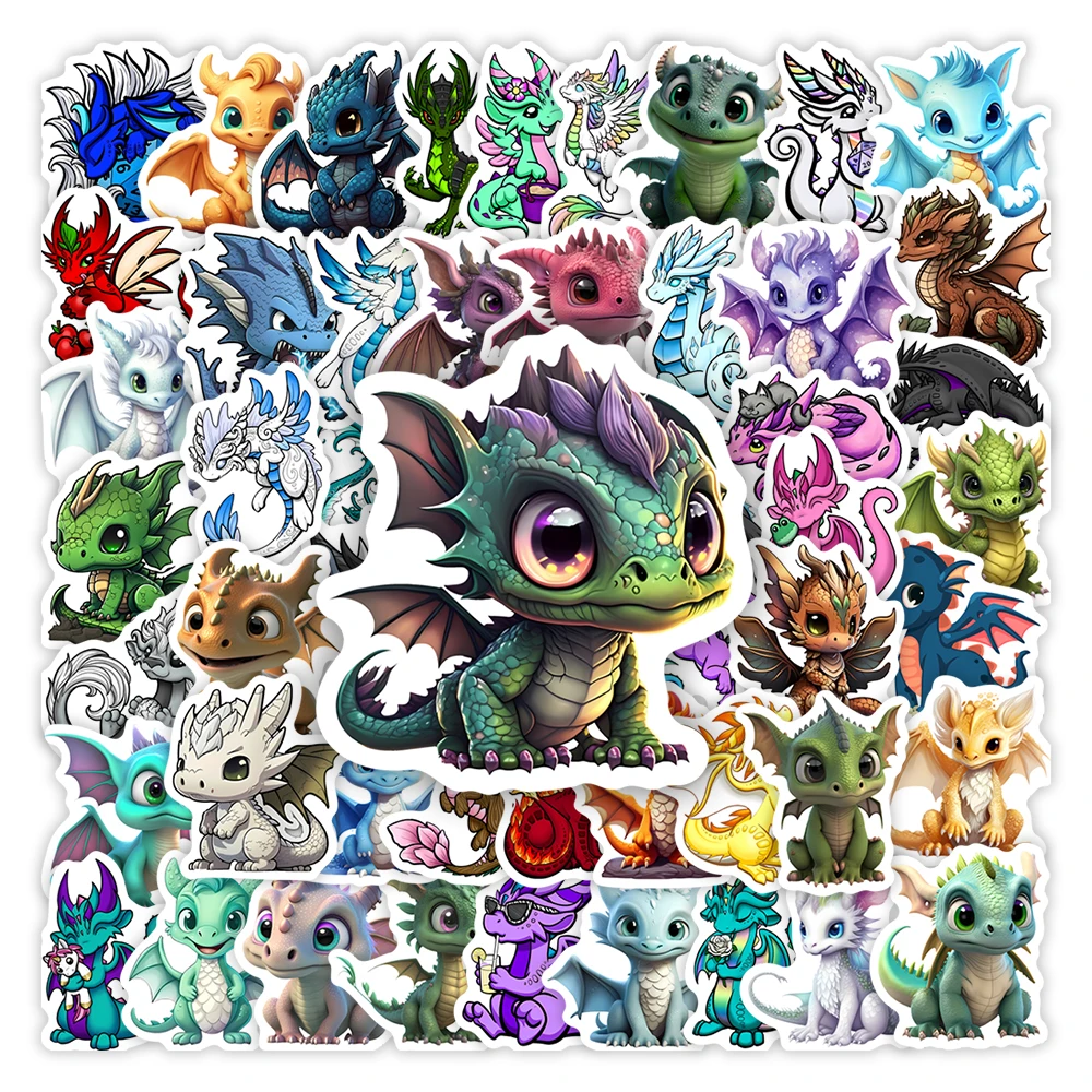 Cute Cartoon Dragon Stickers Fun DIY Kids Toys Gift Decoration Decal for Scrapbook Laptop Phone Luggage Bottles Waterproof