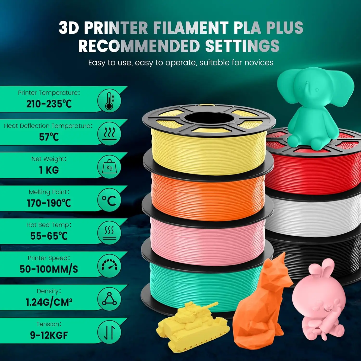 Imagem -03 - Sunlu 5kg Pla Plus Filamento 3d Pla Mais 1.75 mm Ordenadamente Ferida Boa Dureza Filamentos de Impressora Coloridos para Materiais de Impressão 3d Fdm