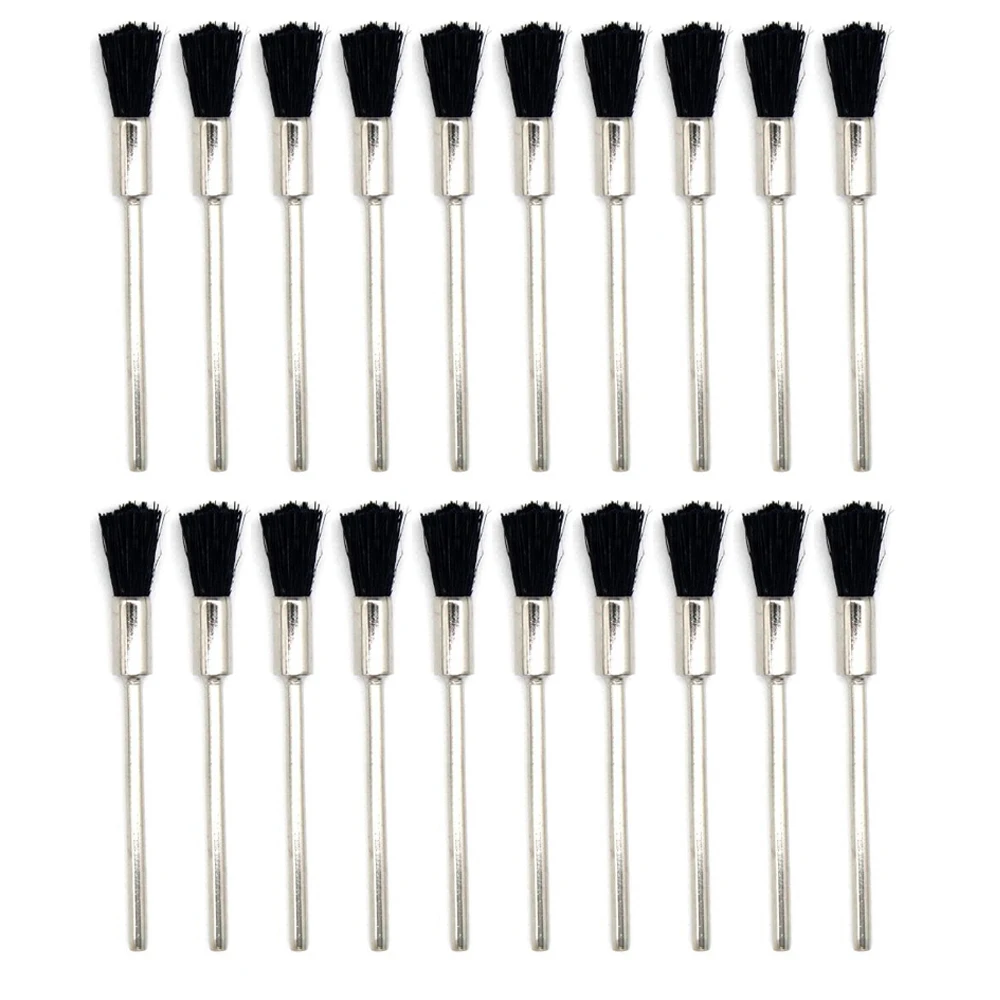 20PCS Steel Copper Wire Brush Set 2.35mm Shank Bristle Brushes for Jewelry Polishing Drill Rotary Tools Metal Rust Removal