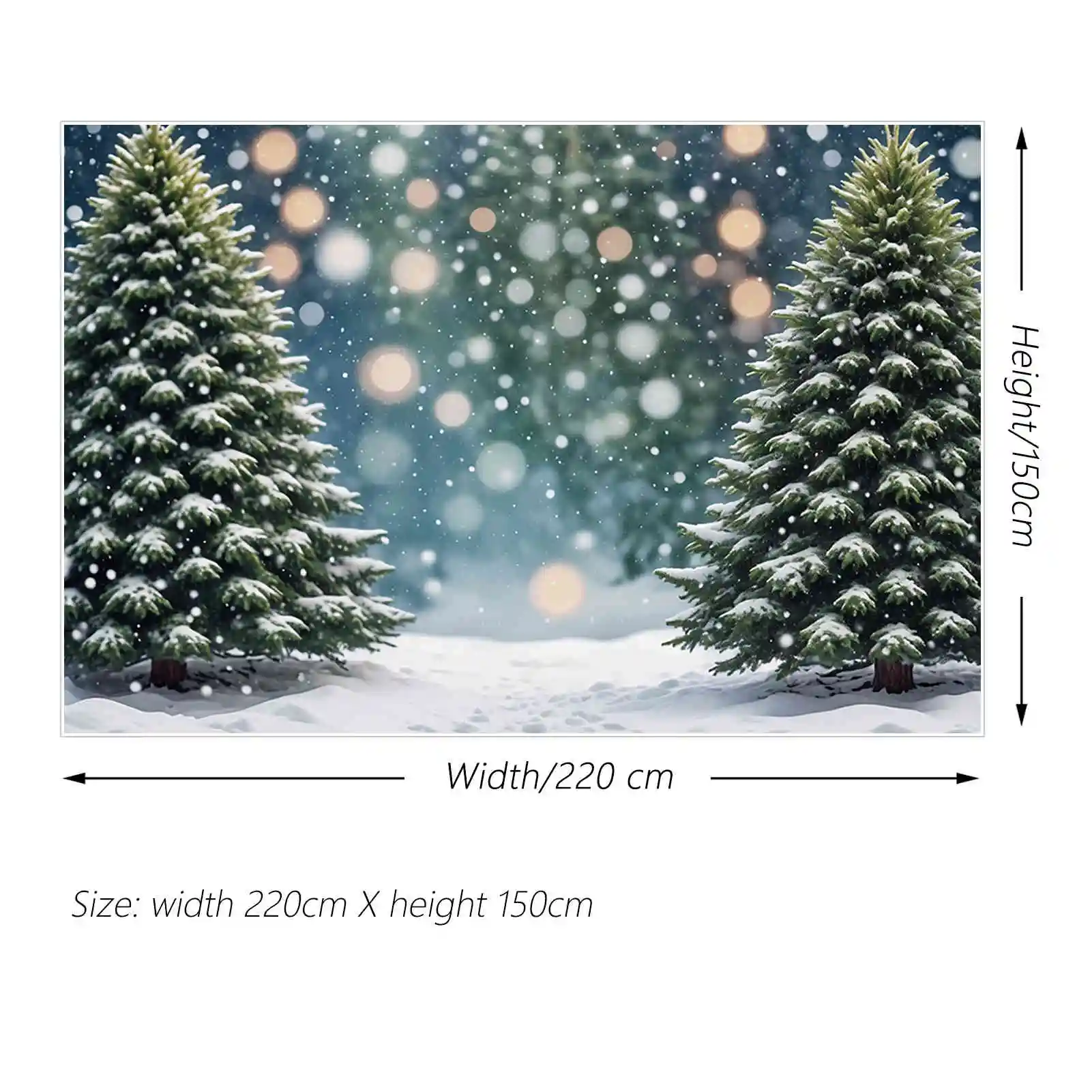MOON.QG Christmas Outdoor Backdrops Children Field Winter Snow Pine Trees Backgrounds Custom Party Decoration Photo Shoot Props