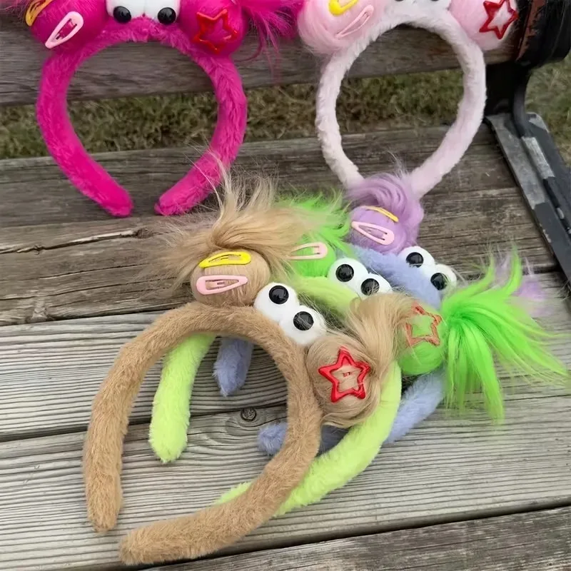 مضحك مهرج دمية هيرباند الإبداعية أفخم الفتيات مشبك شعر لحفلة عيد ميلاد كرنفال لينة شخصية كرتونية إكسسوارات الشعر