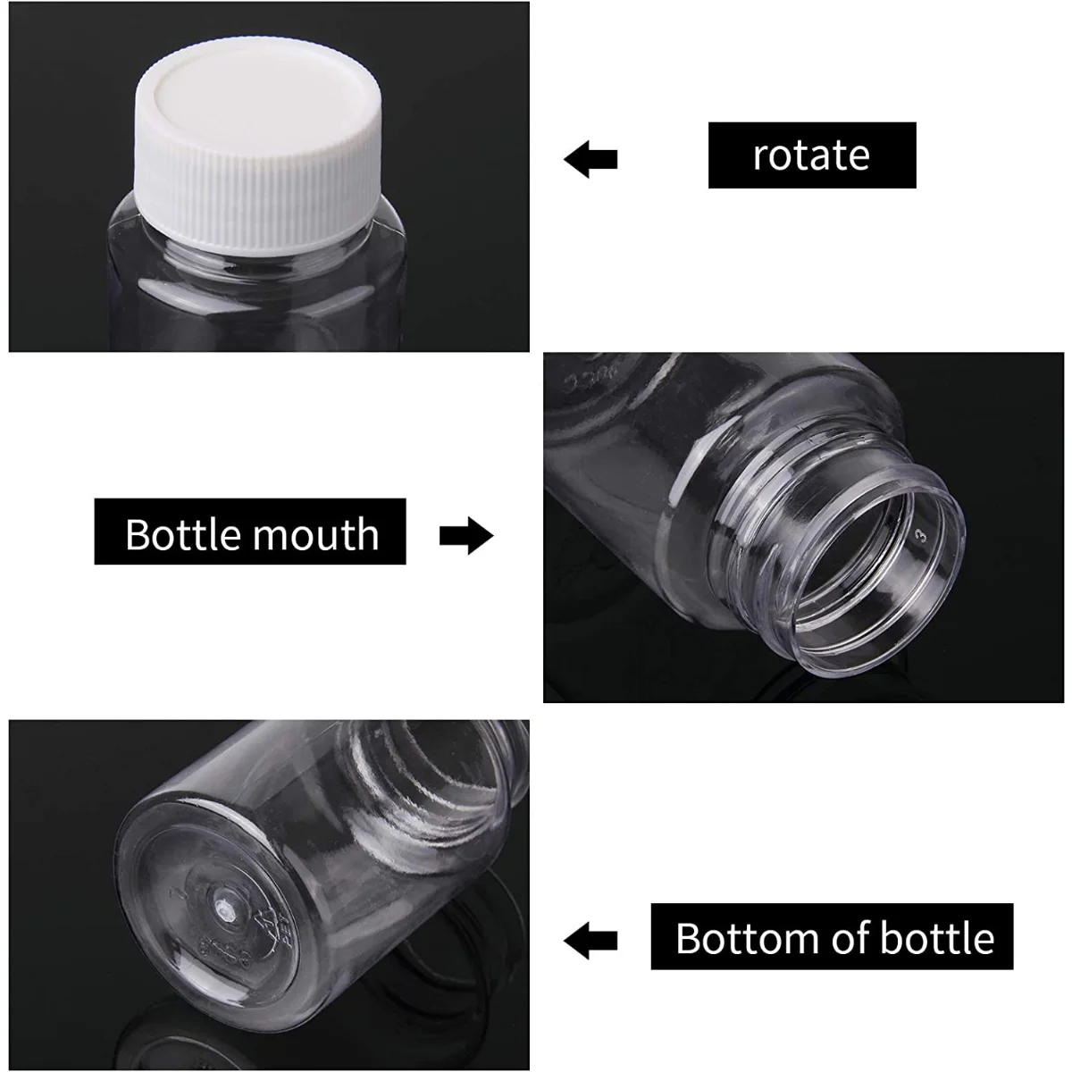 5PCS Plastic Reagent Packing Bottle 15ml/20ml/30ml/50ml/100ml PET Clear Seal Bottles Solid Powder Medicine Pill Vials Containers