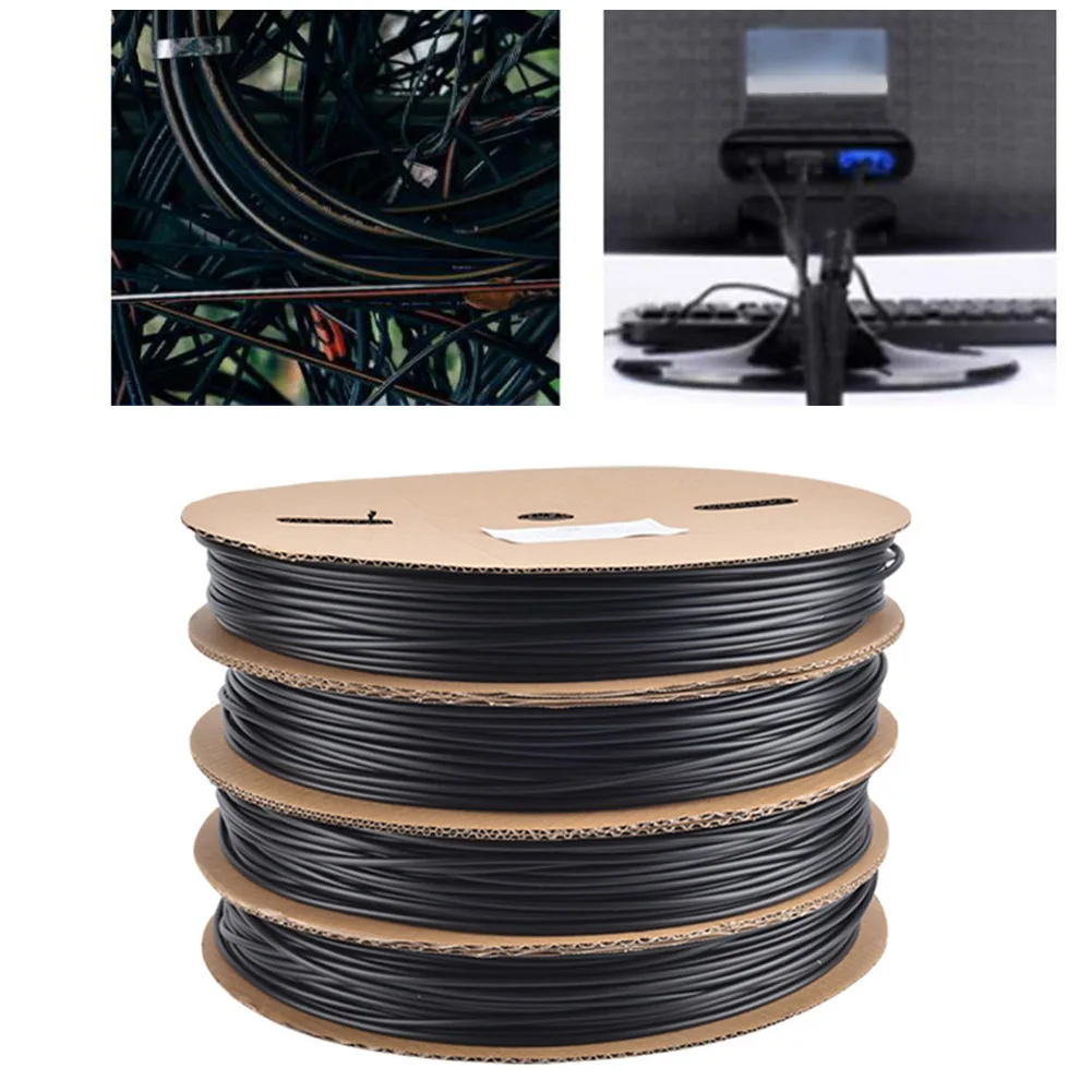 

Термоусадочная трубка черная 2:1, 1 шт., рулон, для защиты проводов, 1000В, 4.5мм, 5мм, 6мм, 8мм, 10мм, запчасти