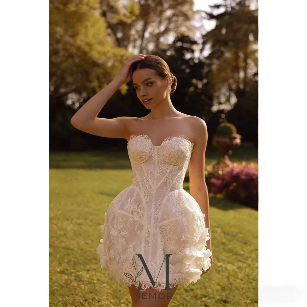 Semor Lace Applique Sweetheart Mini Wedding Dress 2026 Bridal Dress Charming Sleeveless Bridal Gown Vestidos De Novia Customized