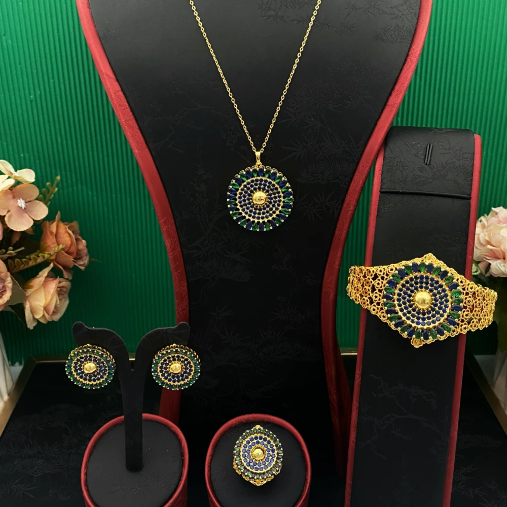 

Комплекты женских украшений Falair: винтажные позолоченные медные ожерелья, серьги, браслеты и кольца