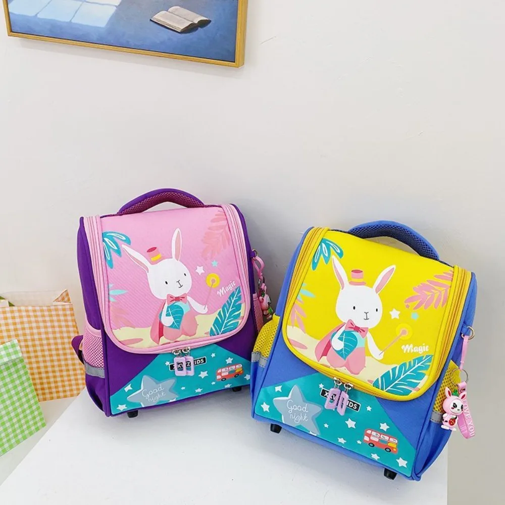 Bolsa de escola de grande capacidade para crianças Padrão bonito coelho pano oxford Bolsa de ombro animal dos desenhos animados Mochila de jardim de infância moda