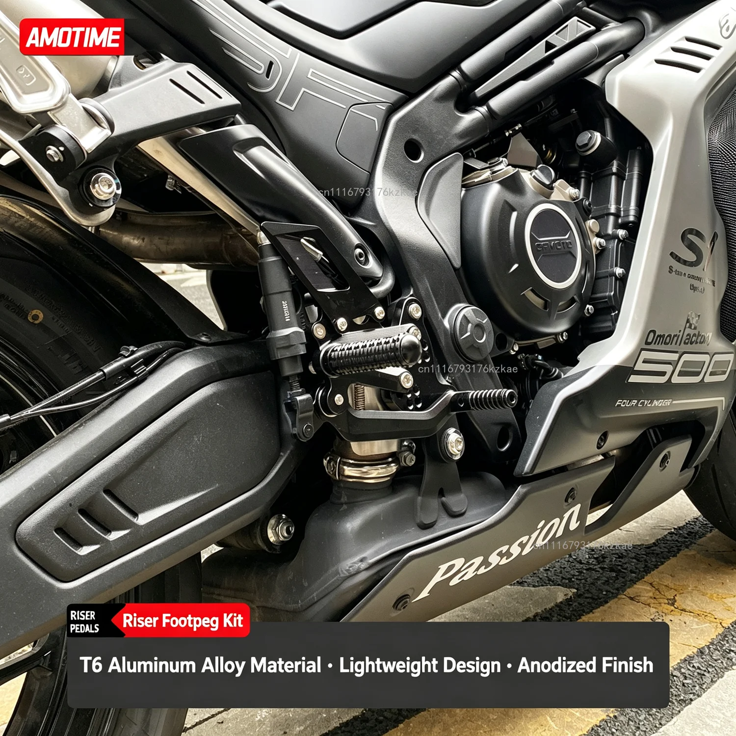 For CFMOTO 500SR the footrests are raised the foot adjustment is moved backward and there are multi-gear adjustable accessories.