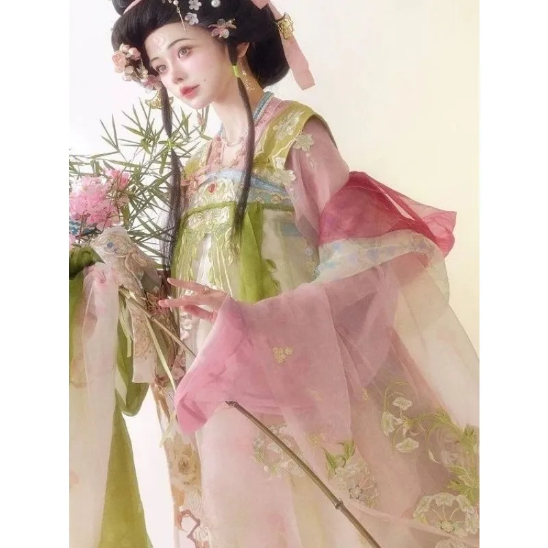 2026 New Product Yunjian Shanze Spring Begonia Embroidery Pink Tang Printing Chest-length Hanfu Chest-length