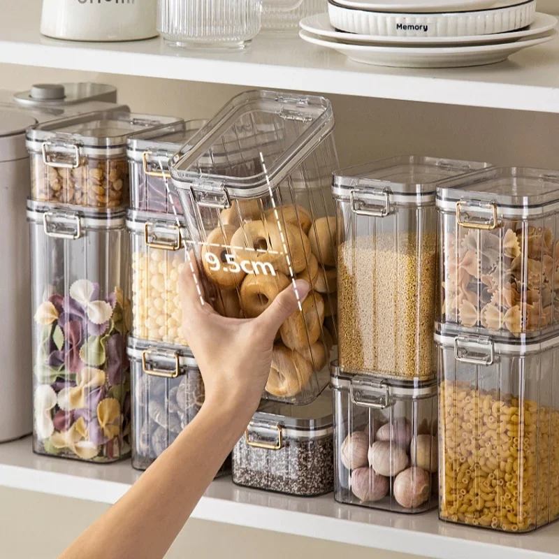 Sealed Plastic Food Storage Box Stackable Cereal Candy Dried Jars with Lid Fridge StorageTank Containers Kitchen Organizer