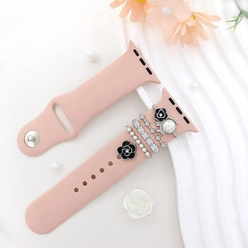 새로운 금속 시계 밴드 장식 팔찌 진주 다이아몬드 장식 반지 브로치 손목 벨트 매력 스트랩 액세서리